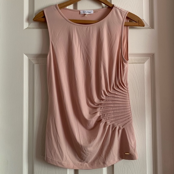 Calvin Klein Light Pink Peach Sleeveless Blouse size Small - Picture 4 of 15